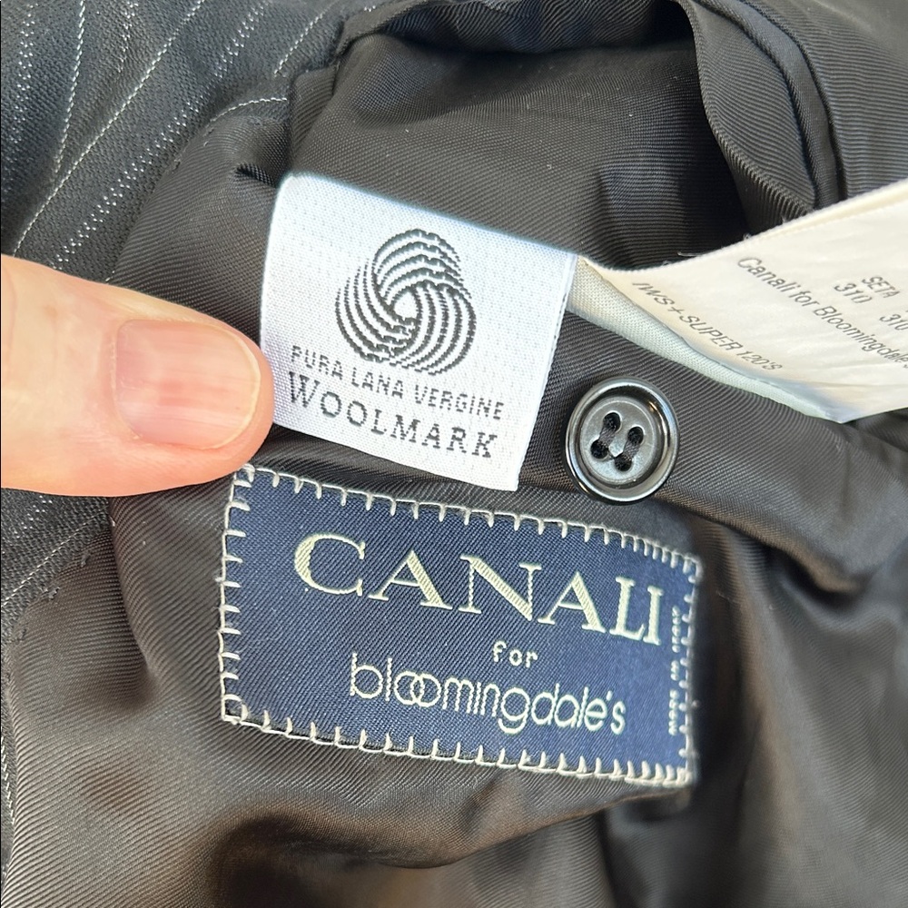 Canali Charcoal Pinstripe Men's Blazer. Size 56. Pure Wool. - Picture 16 of 16